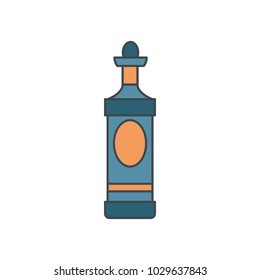 Alcohol bottle cartoon icon. Vector object in colour cartoon style martini bottle icon for drinks design, menu and web