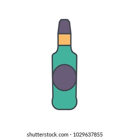 Alcohol bottle cartoon icon. Vector object in colour cartoon style wine bottle icon for drinks design, menu and web