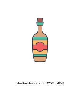 Alcohol bottle cartoon icon. Vector object in colour cartoon style wine bottle icon for drinks design, menu and web