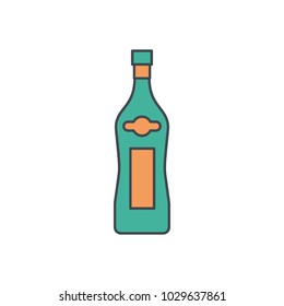 Alcohol bottle cartoon icon. Vector object in colour cartoon style martini bottle icon for drinks design, menu and web