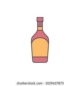 Alcohol bottle cartoon icon. Vector object in colour cartoon style cognac bottle icon for drinks design, menu and web