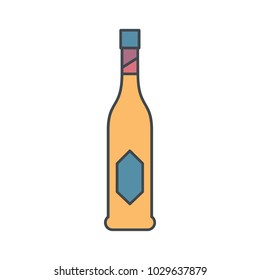 Alcohol bottle cartoon icon. Vector object in colour cartoon style vodka bottle icon for drinks design, menu and web