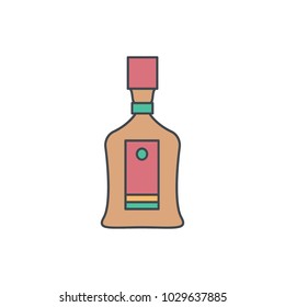 Alcohol bottle cartoon icon. Vector object in colour cartoon style cognac bottle icon for drinks design, menu and web