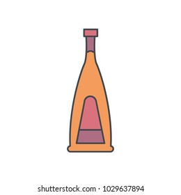 Alcohol bottle cartoon icon. Vector object in colour cartoon style vodka bottle icon for drinks design, menu and web