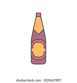 Alcohol bottle cartoon icon. Vector object in colour cartoon style beer bottle icon for drinks design, menu and web