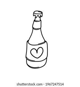 Alcohol bottle Doodle vector icon. Drawing sketch illustration hand drawn cartoon line.