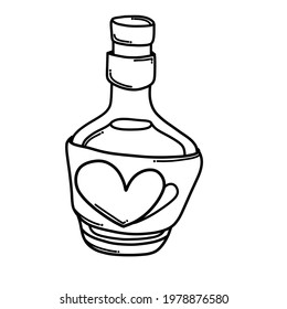 Alcohol bottle Doodle vector icon. Drawing sketch illustration hand drawn cartoon line.