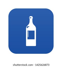 Alcohol bottle icon blue vector isolated on white background