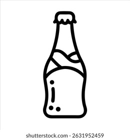 alcohol bottle  icon modern illustration art design black and white silhouette with bold outline 