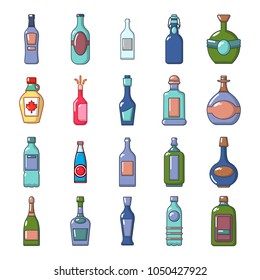 Alcohol bottle icon set. Cartoon set of alcohol bottle vector icons for web design isolated on white background
