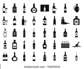 Alcohol bottle icon set. Simple set of alcohol bottle vector icons for web design isolated on white background