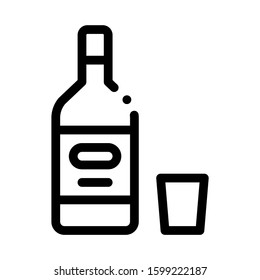 Alcohol Bottle Icon Vector. Outline Alcohol Bottle Sign. Isolated Contour Symbol Illustration