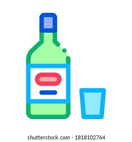 Alcohol Bottle Icon Vector. Outline Alcohol Bottle Sign. Isolated Contour Symbol Illustration