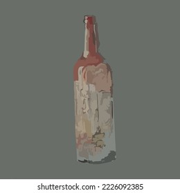 Alcohol Bottle, Liquor Bottle, Wine Bottle, Pirate Style Liquor Bottle Illustration Vector Cartoon Drawing