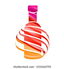 Alcohol Bottle Logo Icon. Vector illustration of elegancy sphere form around glass shape.