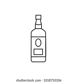 Alcohol bottle outline icon. Vector object in line stile beer bottle icon for drinks design, menu and veb