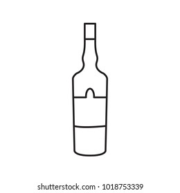 Alcohol bottle outline icon. Vector object in line stile wine bottle icon for drinks design, menu and veb