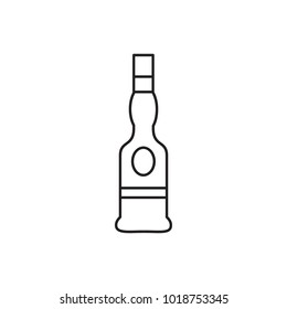 Alcohol bottle outline icon. Vector object in line stile vodka bottle icon for drinks design, menu and veb