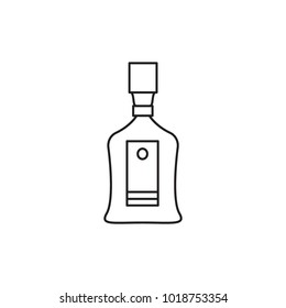 Alcohol bottle outline icon. Vector object in line stile cognac bottle icon for drinks design, menu and veb