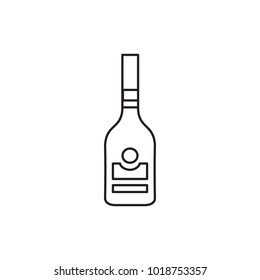 Alcohol bottle outline icon. Vector object in line stile wine bottle icon for drinks design, menu and veb