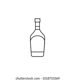 Alcohol bottle outline icon. Vector object in line stile whiskey bottle icon for drinks design, menu and veb