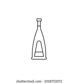 Alcohol bottle outline icon. Vector object in line stile brandy bottle icon for drinks design, menu and veb