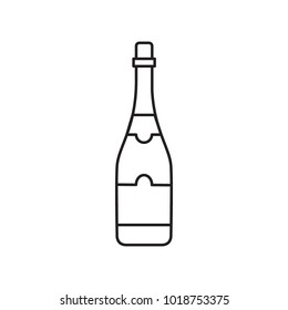 Alcohol bottle outline icon. Vector object in line stile champagne bottle icon for drinks design, menue and veb