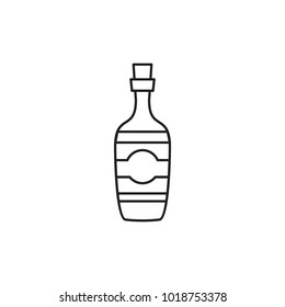 Alcohol bottle outline icon. Vector object in line stile brandybottle icon for drinks design, menue and veb