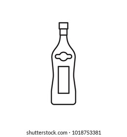 Alcohol bottle outline icon. Vector object in line stile cognac bottle icon for drinks design, menue and veb