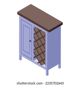 Alcohol bottle rack icon isometric vector. Wine cabinet. Wood bar