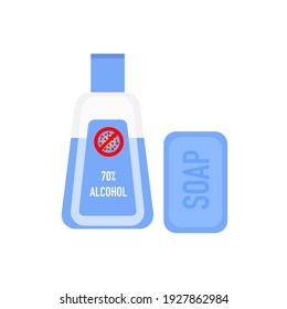 Alcohol Bottle and soap icons.
