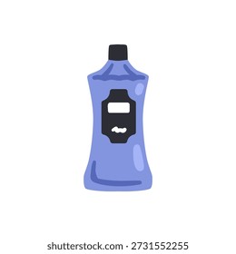 Alkoholflasche, starke Spirituosen Ikone. Alkoholisches Getränk mit abstraktem Premium-Etikett. Wodka, Gin für Bar, Party, Feiertage. Rum-Getränk. Flache Vektorgrafik einzeln auf weißem Hintergrund