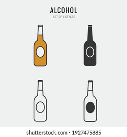 Alcohol Bottle Vector Icon Beer Drink