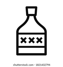 Alcohol bottle vector line icon isolated on white background. High alcohol content or contraband concept