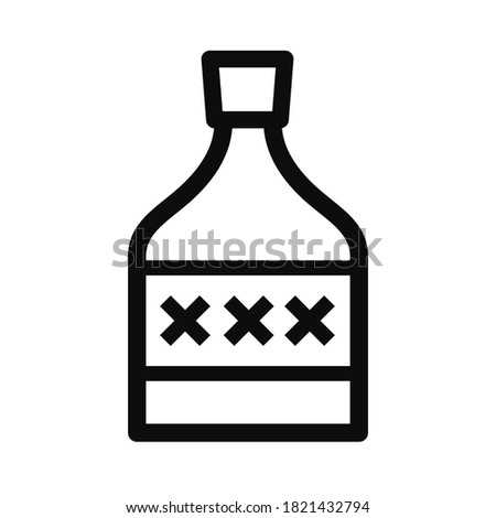 Alcohol bottle vector line icon isolated on white background. High alcohol content or contraband concept