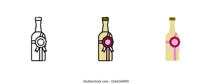 Alcohol bottles with bow icon isolated on white background for web design