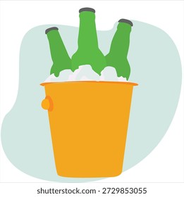 Botellas de alcohol en cubos. Vector