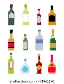 alcohol bottles and drinks set