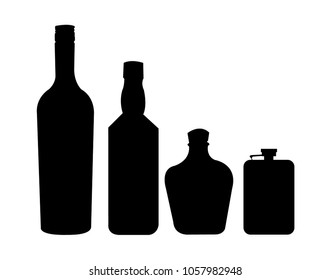 Alcohol bottles and a flask silhouettes