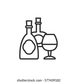 Alcohol. Bottles and glass