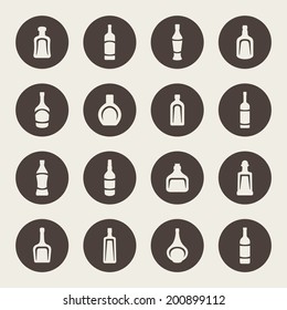 Alcohol bottles icon set