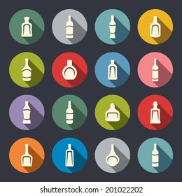 Alcohol bottles icon set