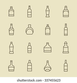 Alcohol bottles icon set