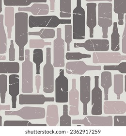 Patrón de botellas de alcohol monocromo sin fisuras con tara para la venta de alcohol o whisky y el diseño publicitario de tienda de licores ilustración vectorial