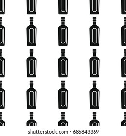 Alcohol bottles seamless pattern vector illustration background. Black silhouette alcohol stylish texture. 