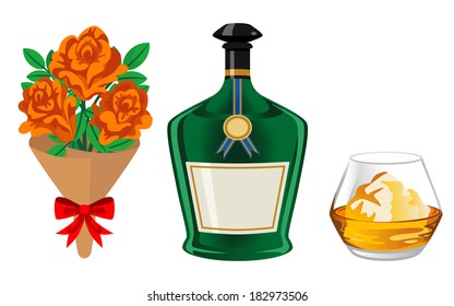 Alcohol and bouquet -Father's Day gift