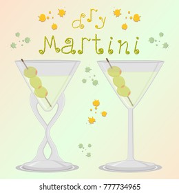 Alcohol bright cocktail dry martini, mocktail booze in bar. Cocktail dry martini consisting of natural ingredient for mocktail booze on bar. Component cocktail dry martini it mocktail booze for bar.