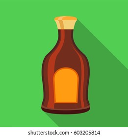 Alcohol brown bottle icon. Flat illustration of alcohol brown bottle vector icon for web