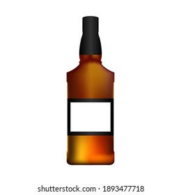 Alcohol brown bottle on white background, vector illustration