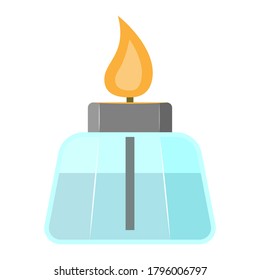 Alcohol burner. New full glass laboratory glassware with a combustible mixture, to accelerate chemical reactions by heating.